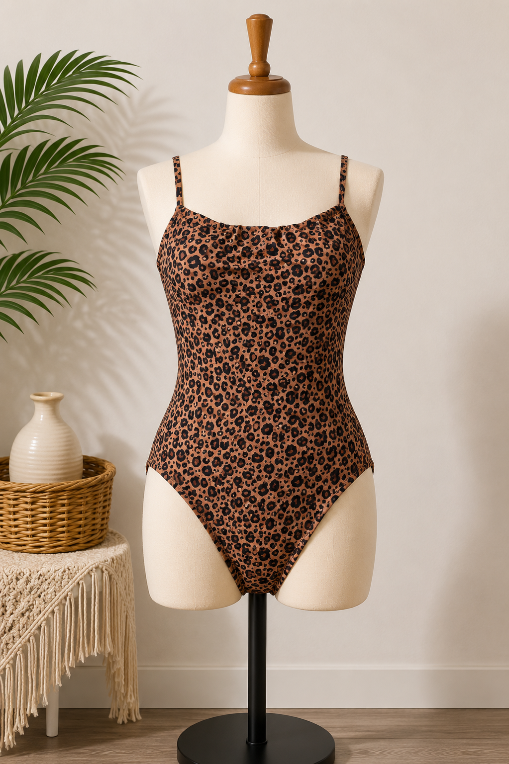 Women's Leopard Print One-Piece Swimsuit | Adjustable Straps | Tummy Control Style