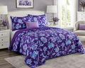 SouthShore Fine Linens Purple Floral 3-Piece Quilt Set – Full/Queen