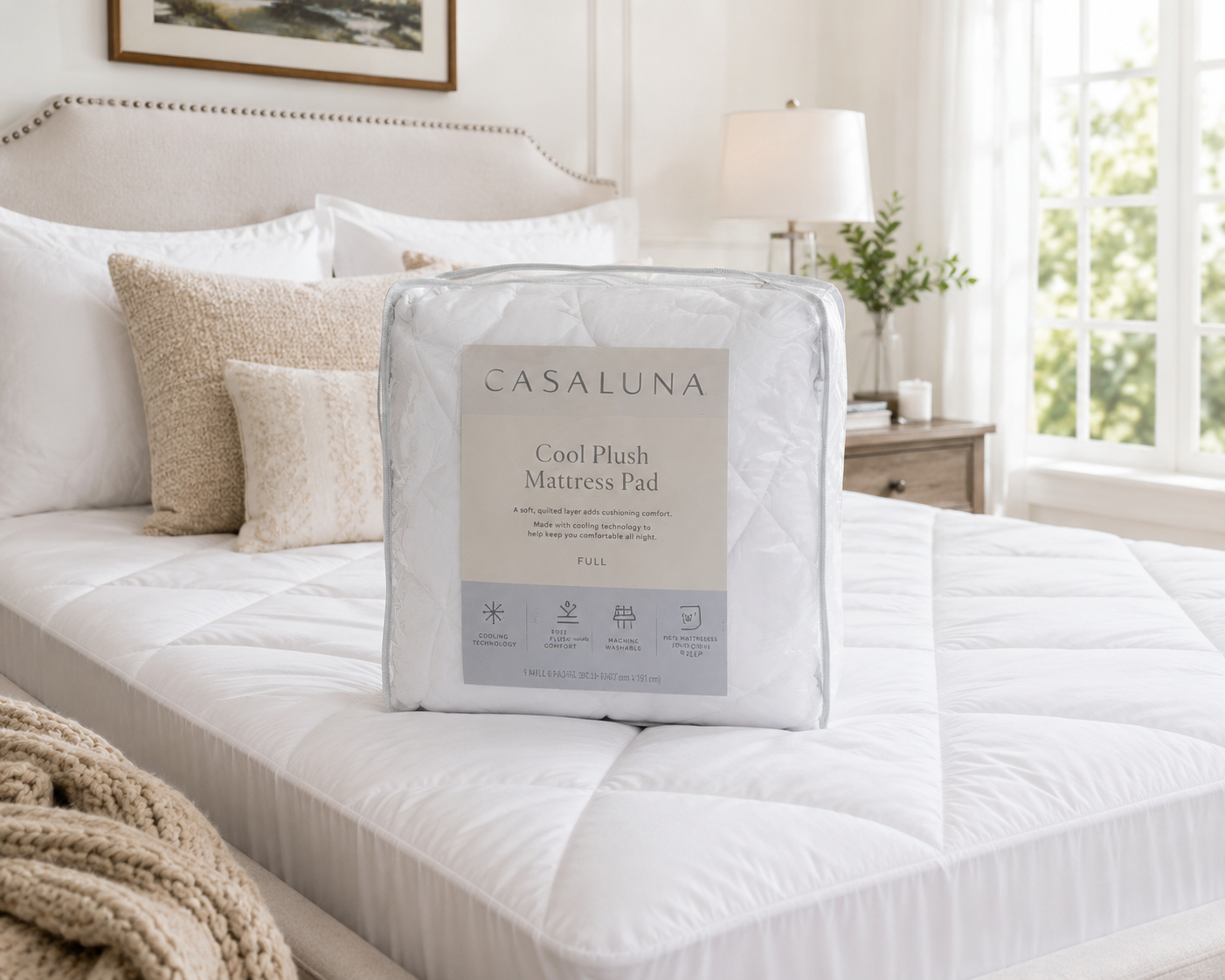 Casaluna Cool Plush Mattress Pad – Full Size Cooling Mattress Topper