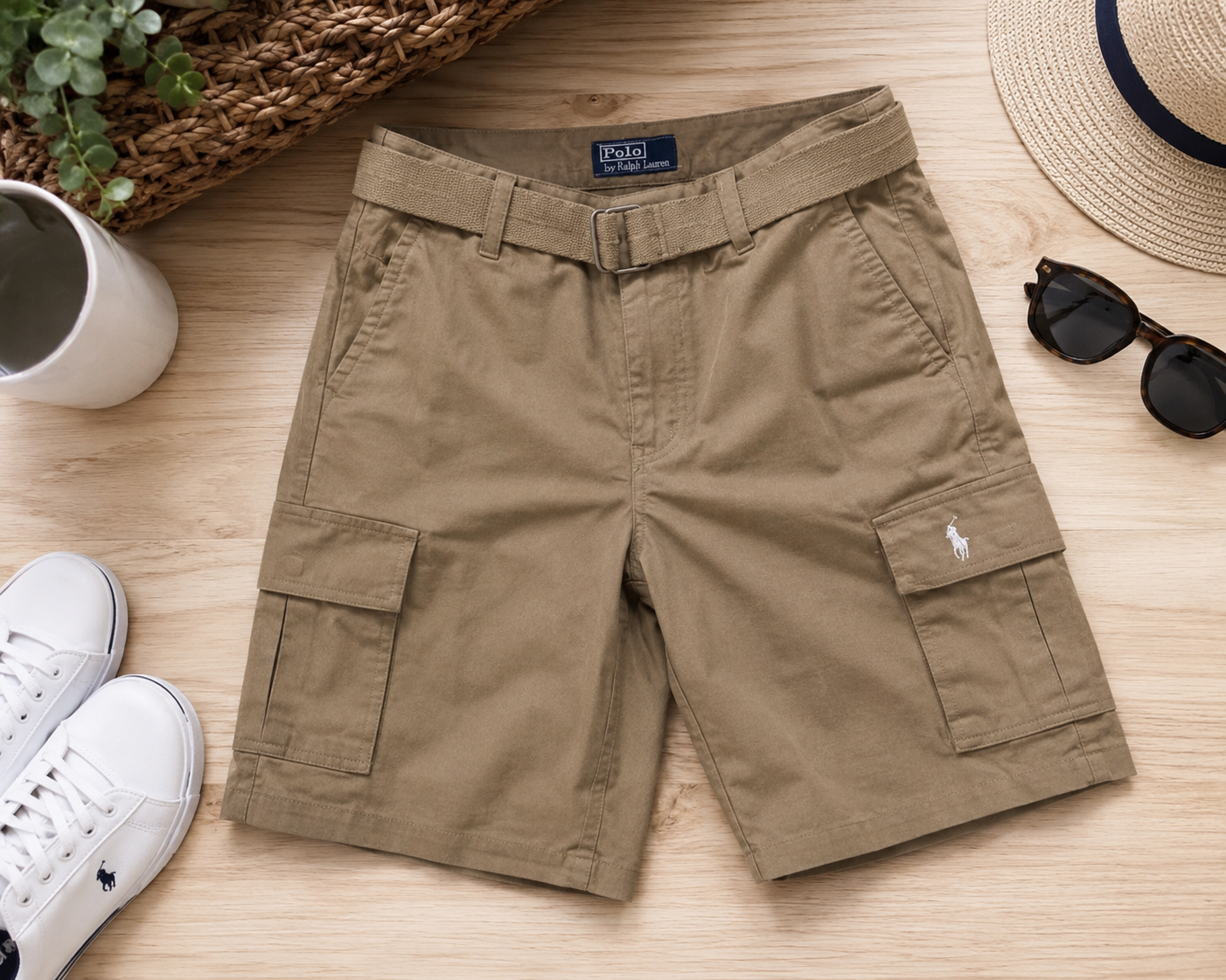 Polo Ralph Lauren Boys Classic Cargo Shorts with Belt – Khaki