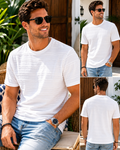 Dog Hunting Men's Textured White Crew Neck T-Shirt