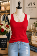 Classic Red Ribbed Tank Top – Women's Cotton Essential