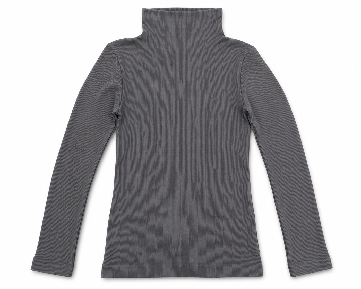 Women's Gray Ribbed Turtleneck Top