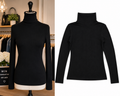 Women's Classic Black Ribbed Turtleneck Top