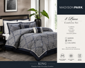 Madison Park 8-Piece Comforter Set – Blue & Gray Medallion Bedding with Decorative Pillows