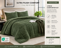 Ultra Plush Ribbed Faux Fur Comforter Set – Forest Green – King/California King – 3 Piece