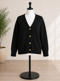 Ava & Viv® Women's Button-Front V-Neck Cardigan Sweater – Black