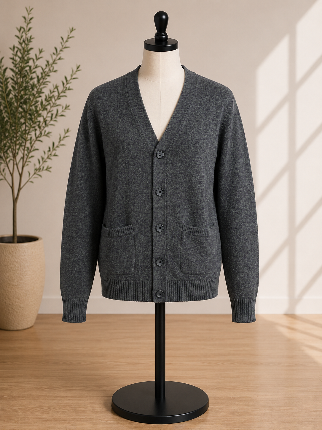Goodfellow & Co. Men's Button-Front V-Neck Cardigan Sweater – Dark Heather Gray