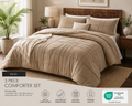 Modern Taupe Pintuck Comforter Set| 3-Piece Soft Microfiber Bedding Set