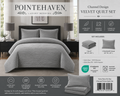 Pointehaven Channel Design Velvet Quilt Set – Ultra-Soft Luxury Bedding – Silver Gray