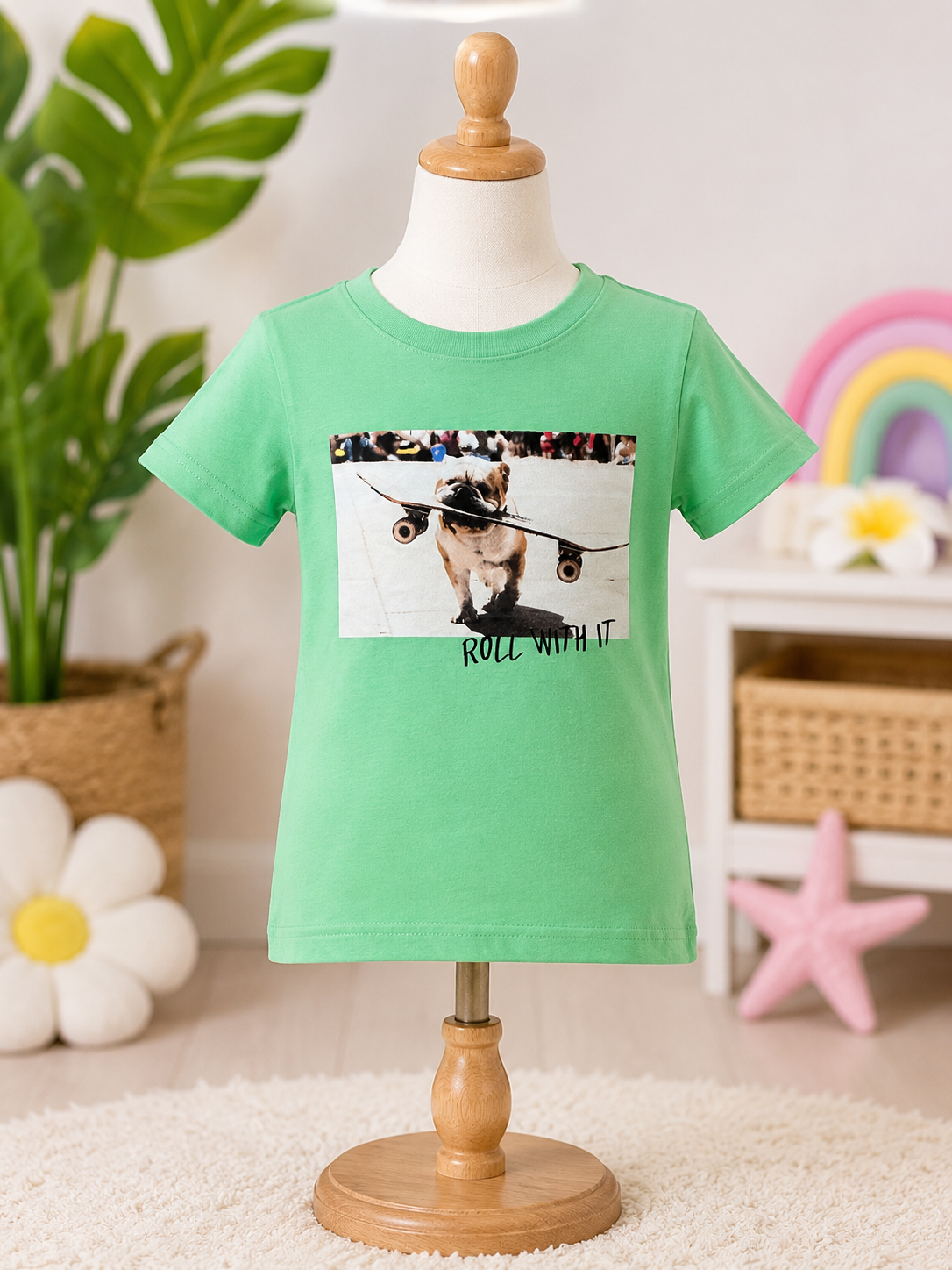 Roll With It Bulldog Graphic Kids Tee