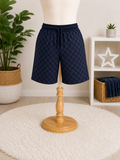 Men's Navy Checkered Performance Shorts