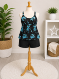 Midnight Bloom Tankini Swim Set