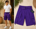 Polo Ralph Lauren Men's Purple Cargo Shorts with Belt