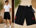 Polo Ralph Lauren Men's Black Cargo Shorts with Red Big Pony Logo