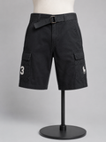 Polo-Inspired Black Cargo Shorts with Belt
