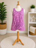 Girls Lavender Tie-Dye Twist Front Tank Top