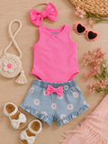 Hot Pink Ribbed Tank onesie for Baby Girls