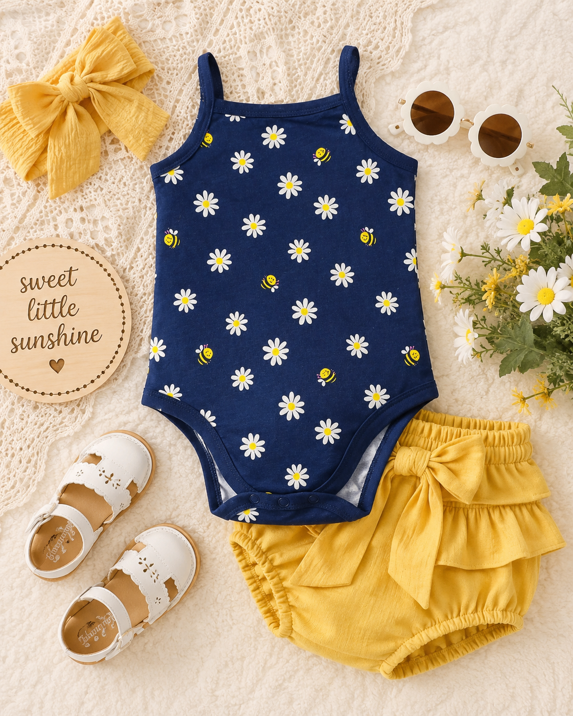 Daisy Bee Baby Girl Onesie