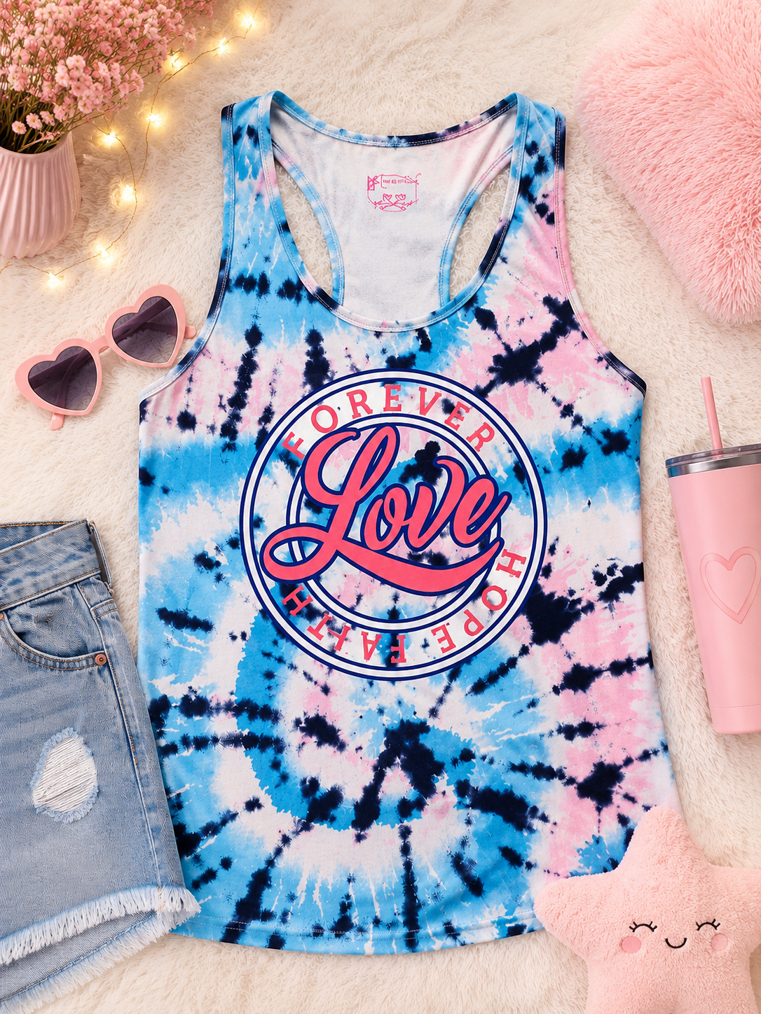 Forever Love Tie-Dye Ladies Tank