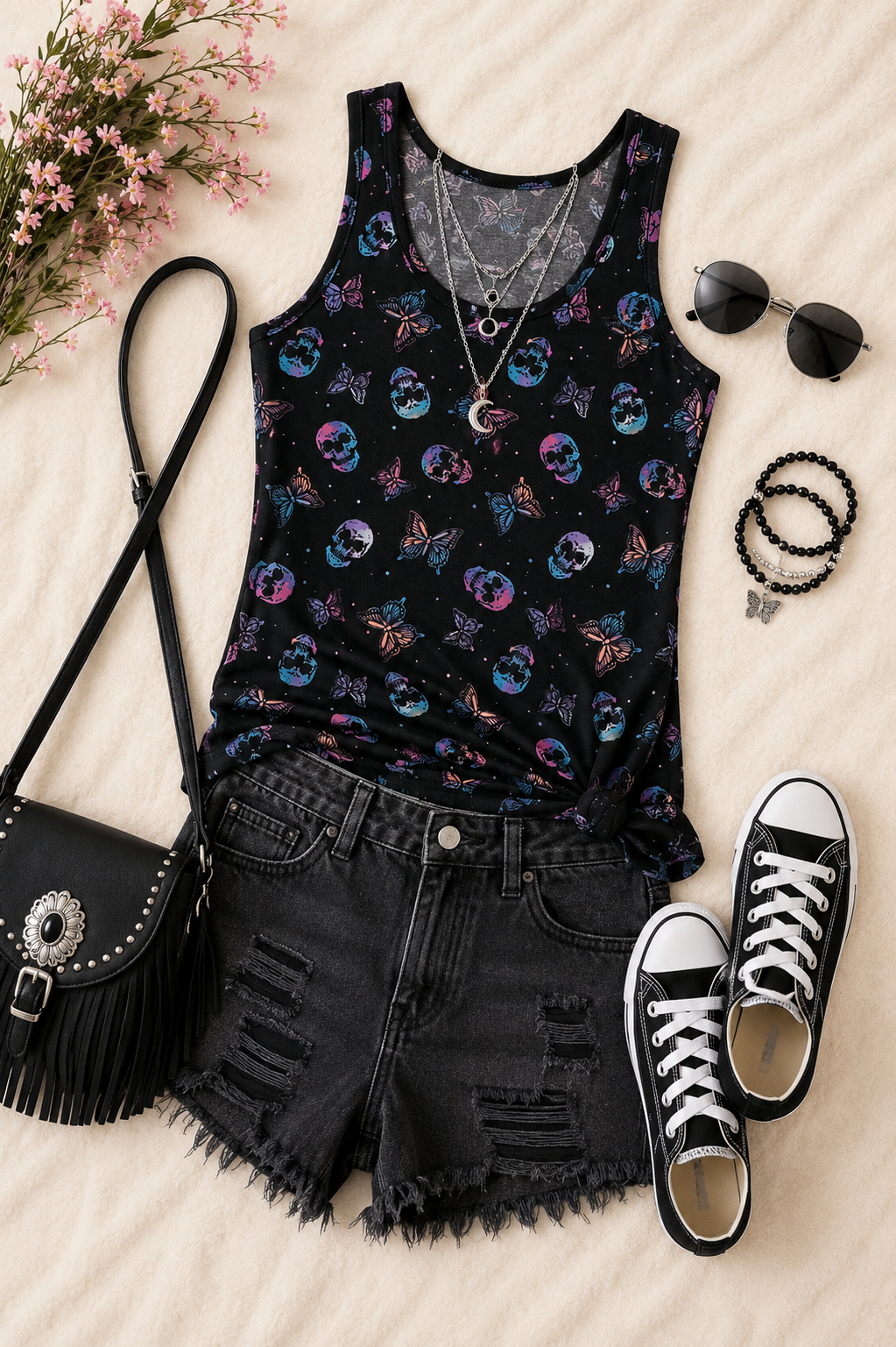 Midnight Flutter Graphic Tank