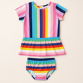 Rainbow Whimsy Twirl Dress & Bloomers Set