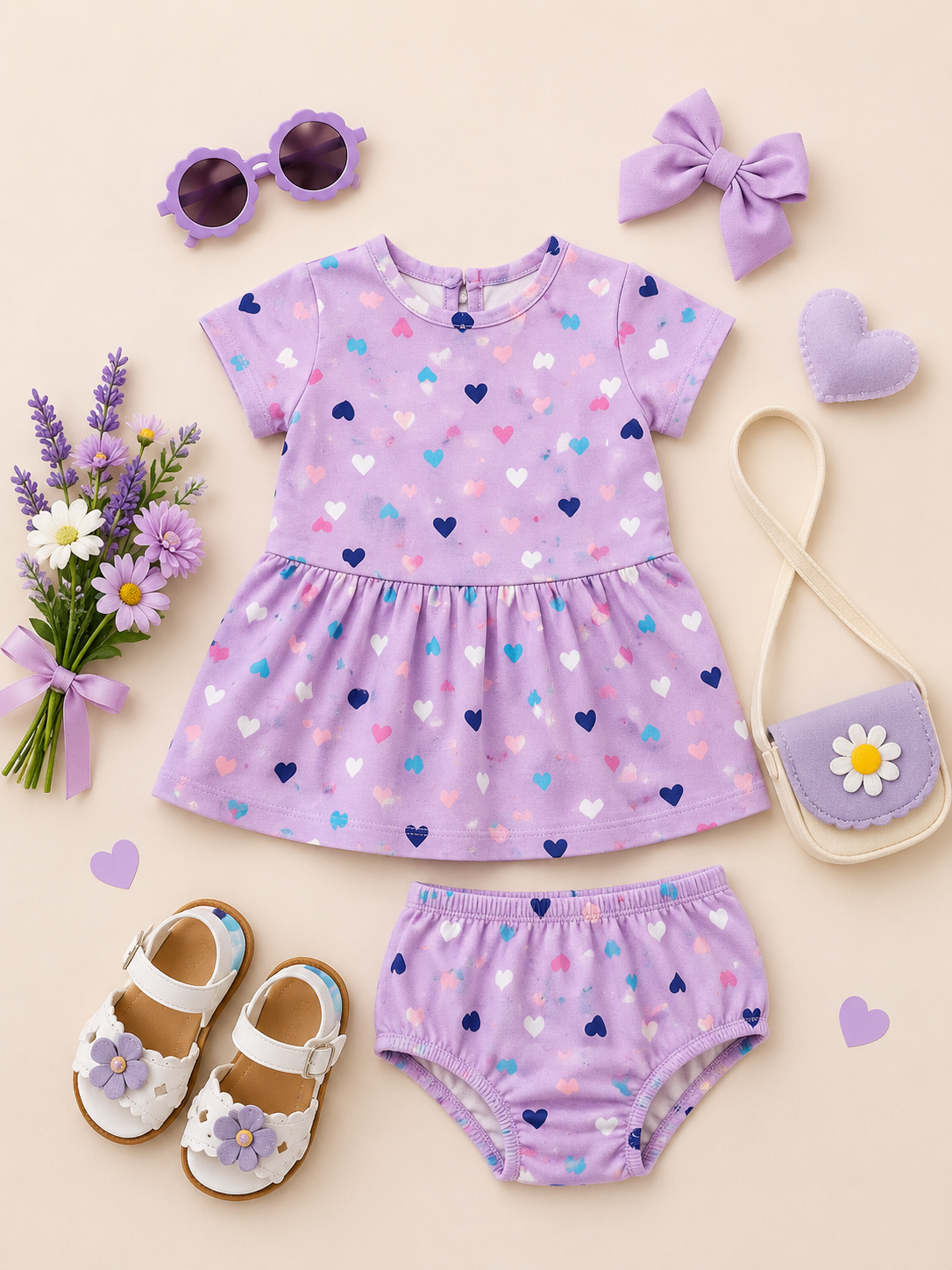 Lavender Lovebug Dress & Bloomer