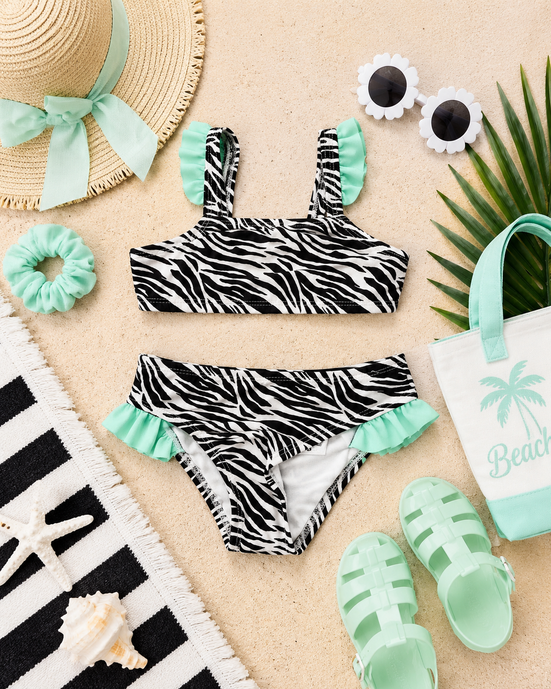 Zebra Breeze Ruffle Bikini