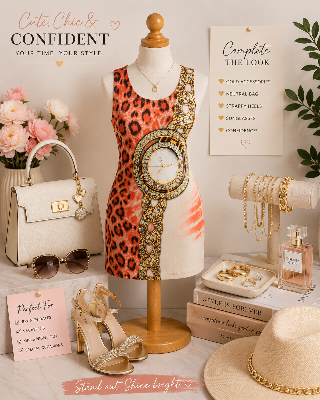 Timeless Glamour Print Mini Dress