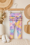 Pastel Tie-Dye Ruffle Leggings for Toddler Girls