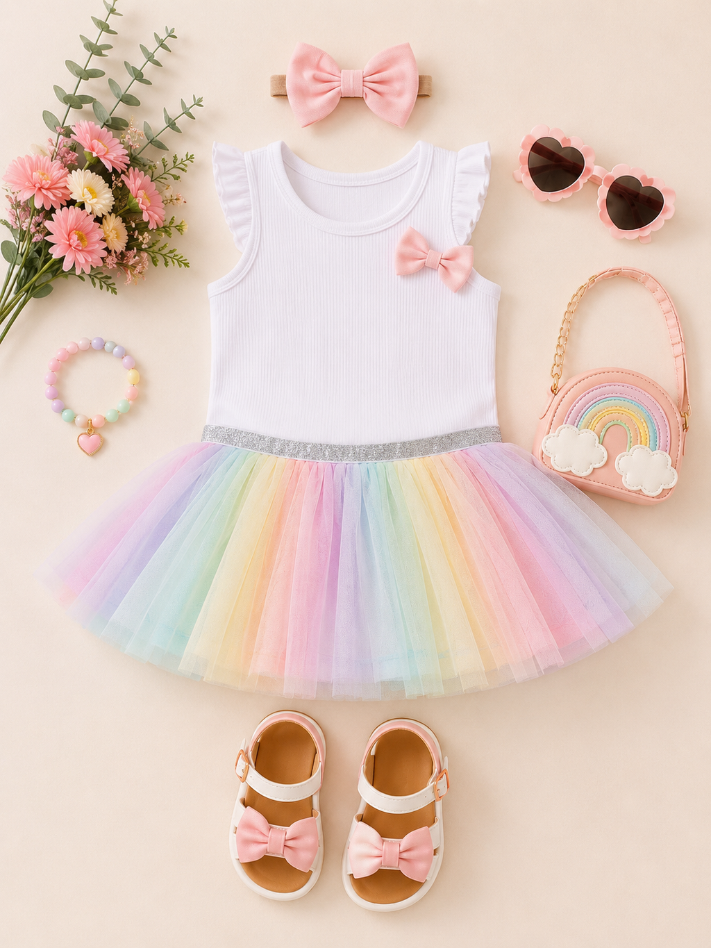 Rainbow Dreams Pastel Tutu Skirt for Little Girls