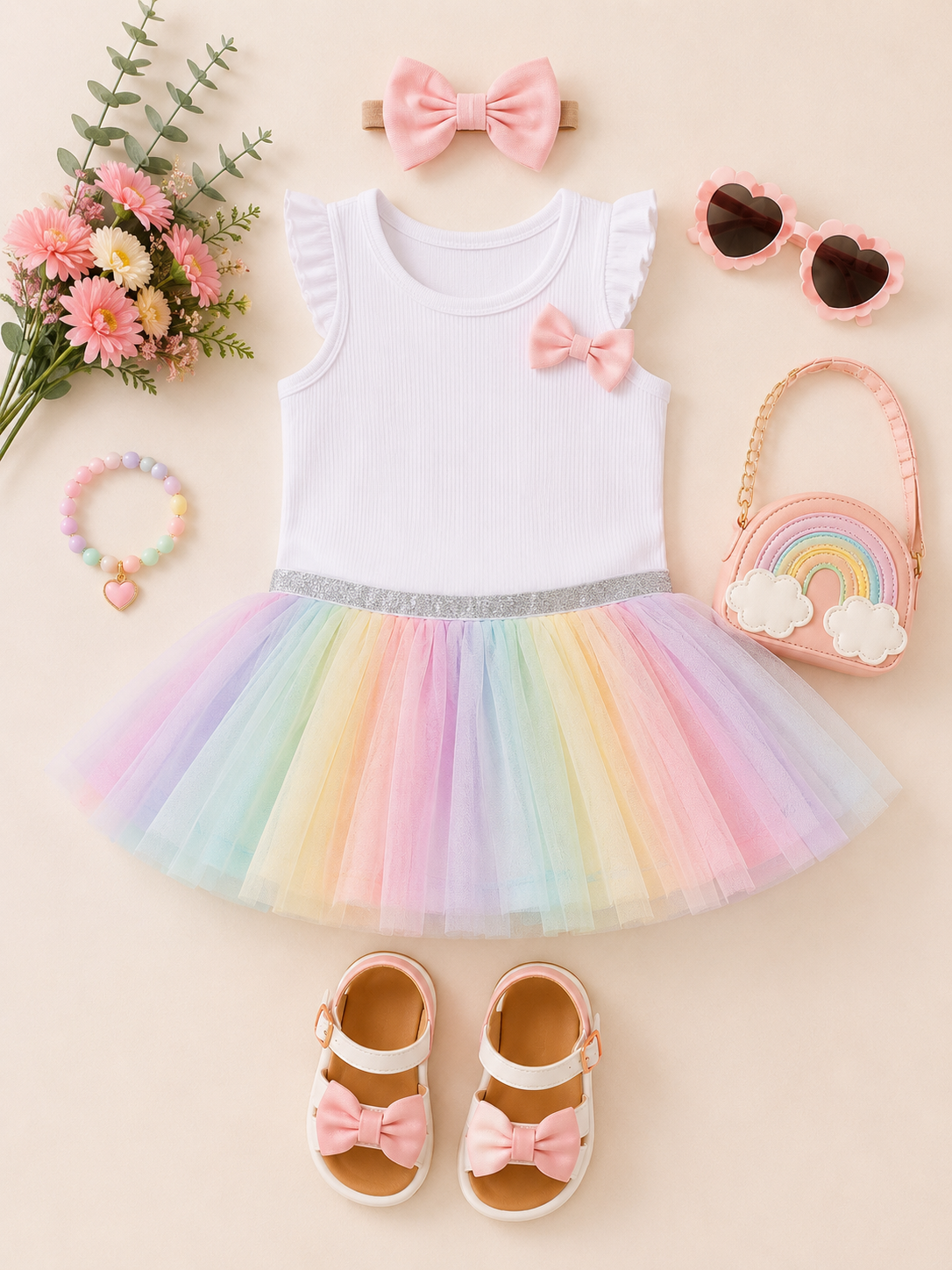Rainbow Dreams Pastel Tutu Skirt for Little Girls