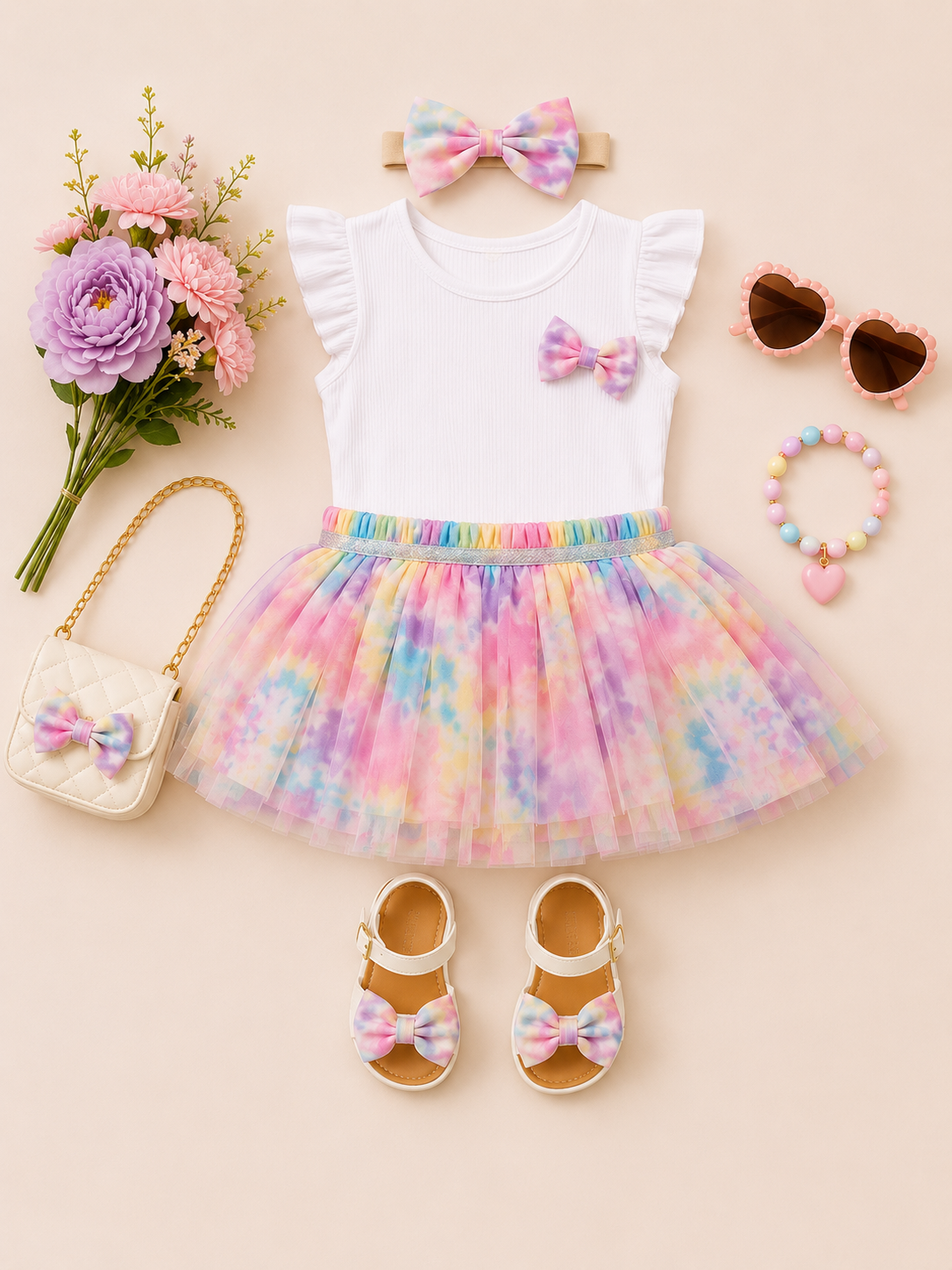 Pastel Dreams Tie-Dye Tutu Skirt for Toddler Girls
