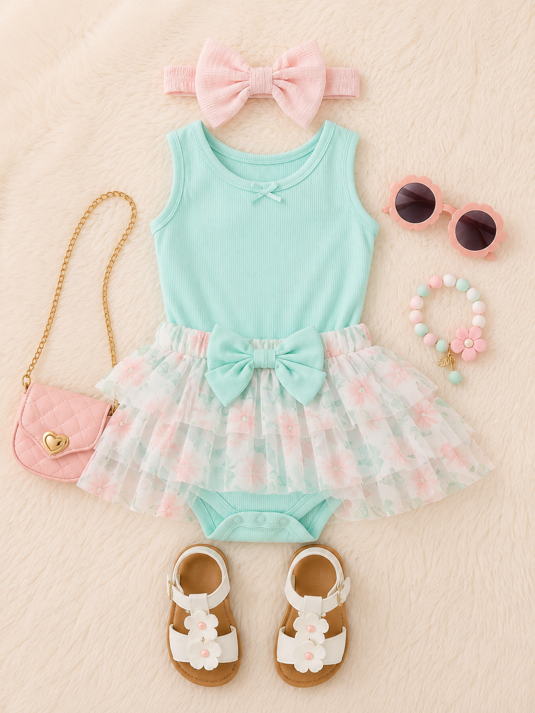 Mint Breeze Sleeveless Baby Onesie girls