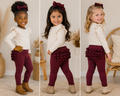 Burgundy Ruffle Back Leggings for Baby & Toddler Girls