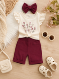 Burgundy Stretch Bermuda Shorts for Girls
