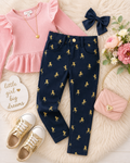 Navy Unicorn Print Jeggings for Toddler Girls