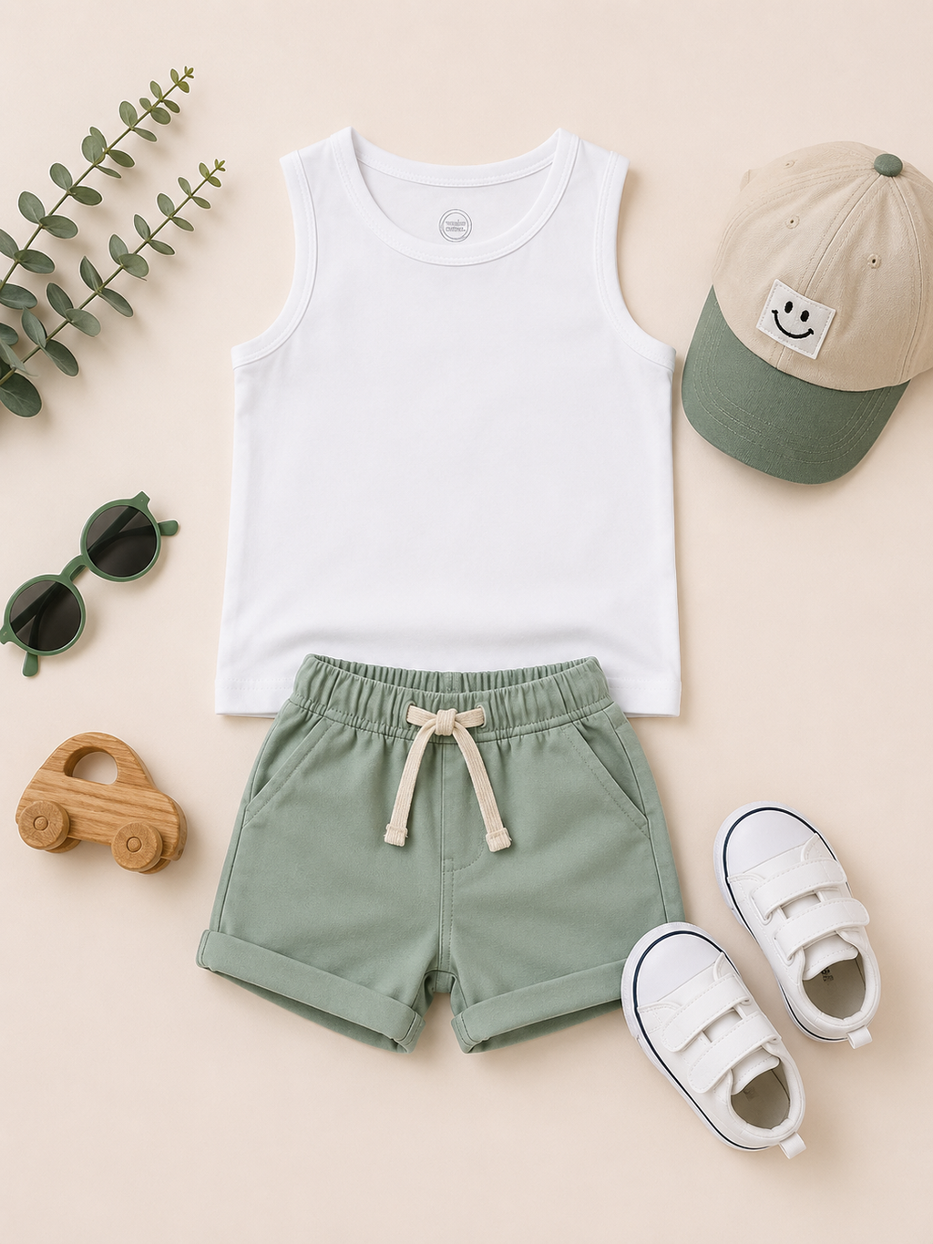 Sunny Days White Tank Top for Boys