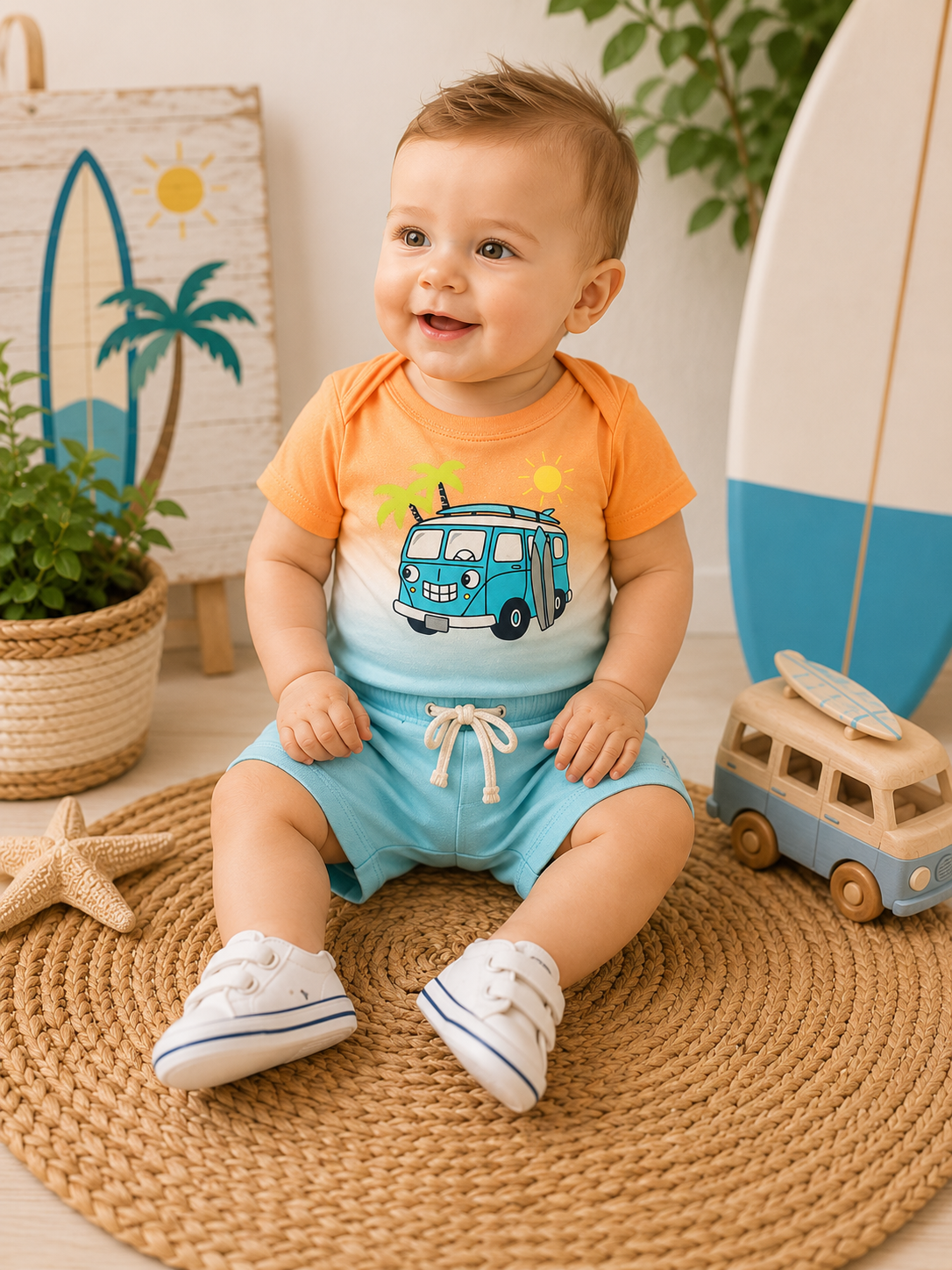Sunset Surf Cruiser Onesie Toddler Boys