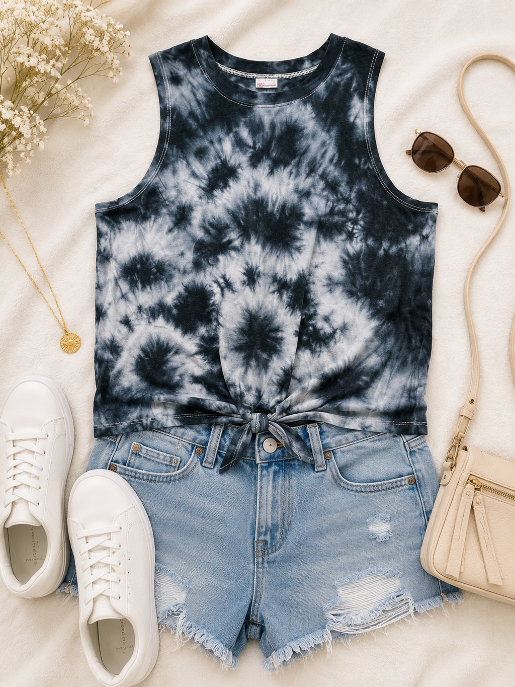 Midnight Mist Tie-Front Tank