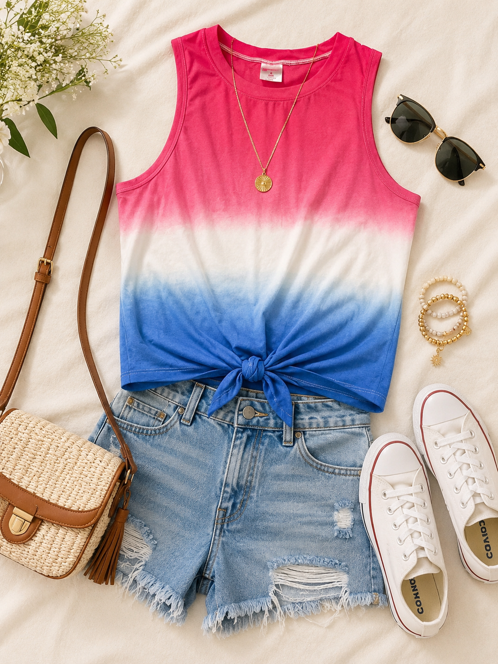 Sunset Splash Tie-Front Tank