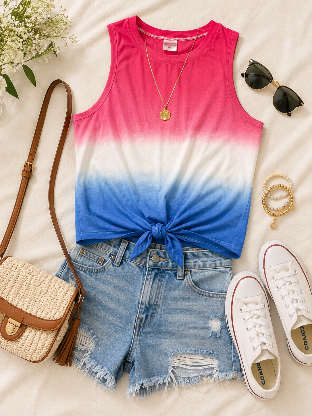 Sunset Splash Tie-Front Tank