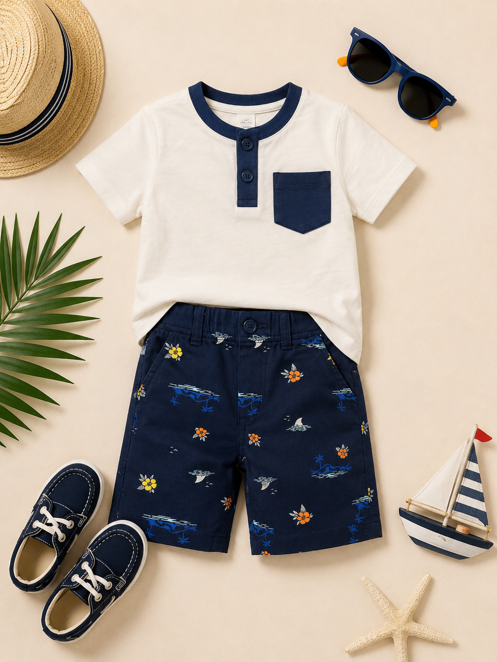 Seaside Explorer Printed Shorts