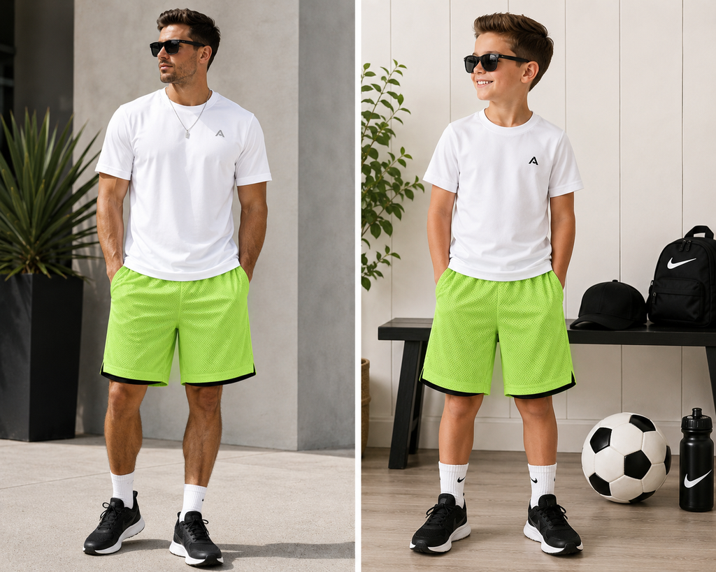 Electric Lime Performance Mesh Shorts