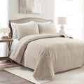 510 Design Solid Taupe 3-Piece Quilt Set| Lightweight Modern Bedding