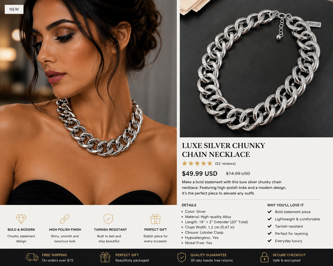Luxe Silver Chunky Chain Necklace