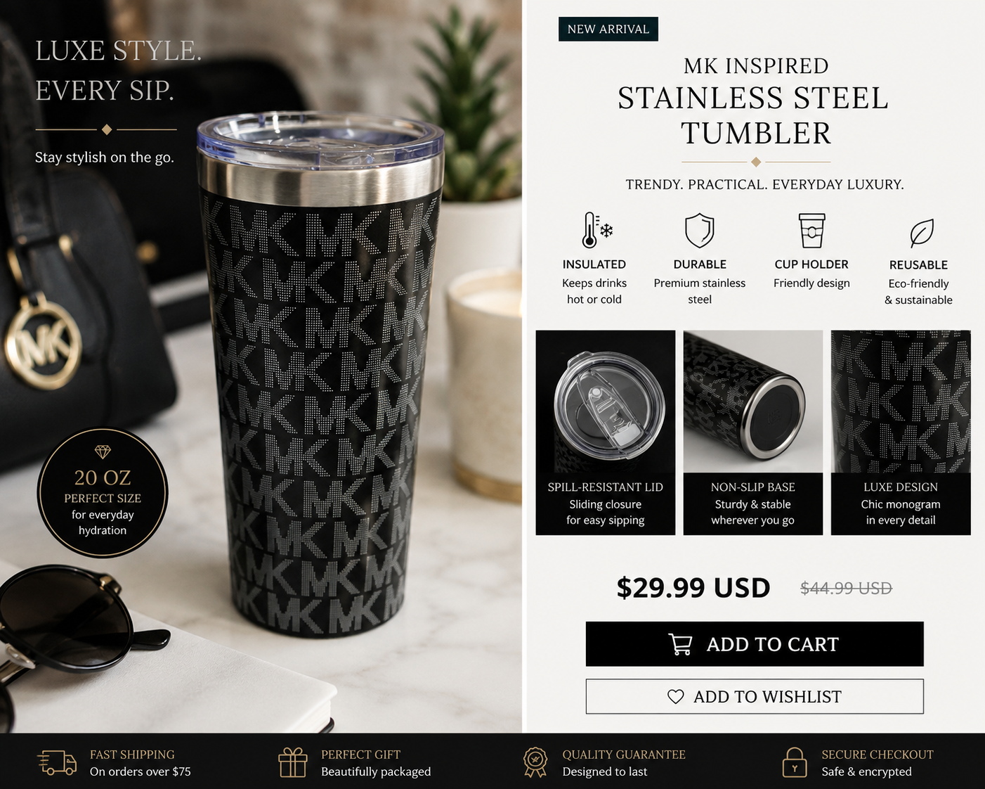 MK Inspired Stainless Steel Tumbler