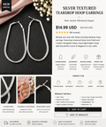 Silver Textured Teardrop Hoop Earrings