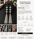 Silver Disco Ball Tassel Earrings