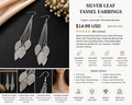 Silver Leaf Tassel Earrings